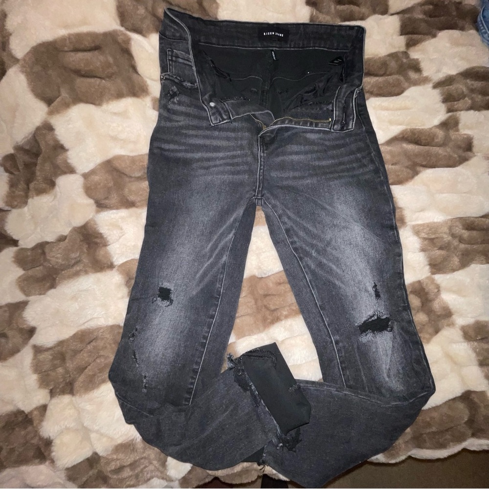 Risen black distressed skinny jeans